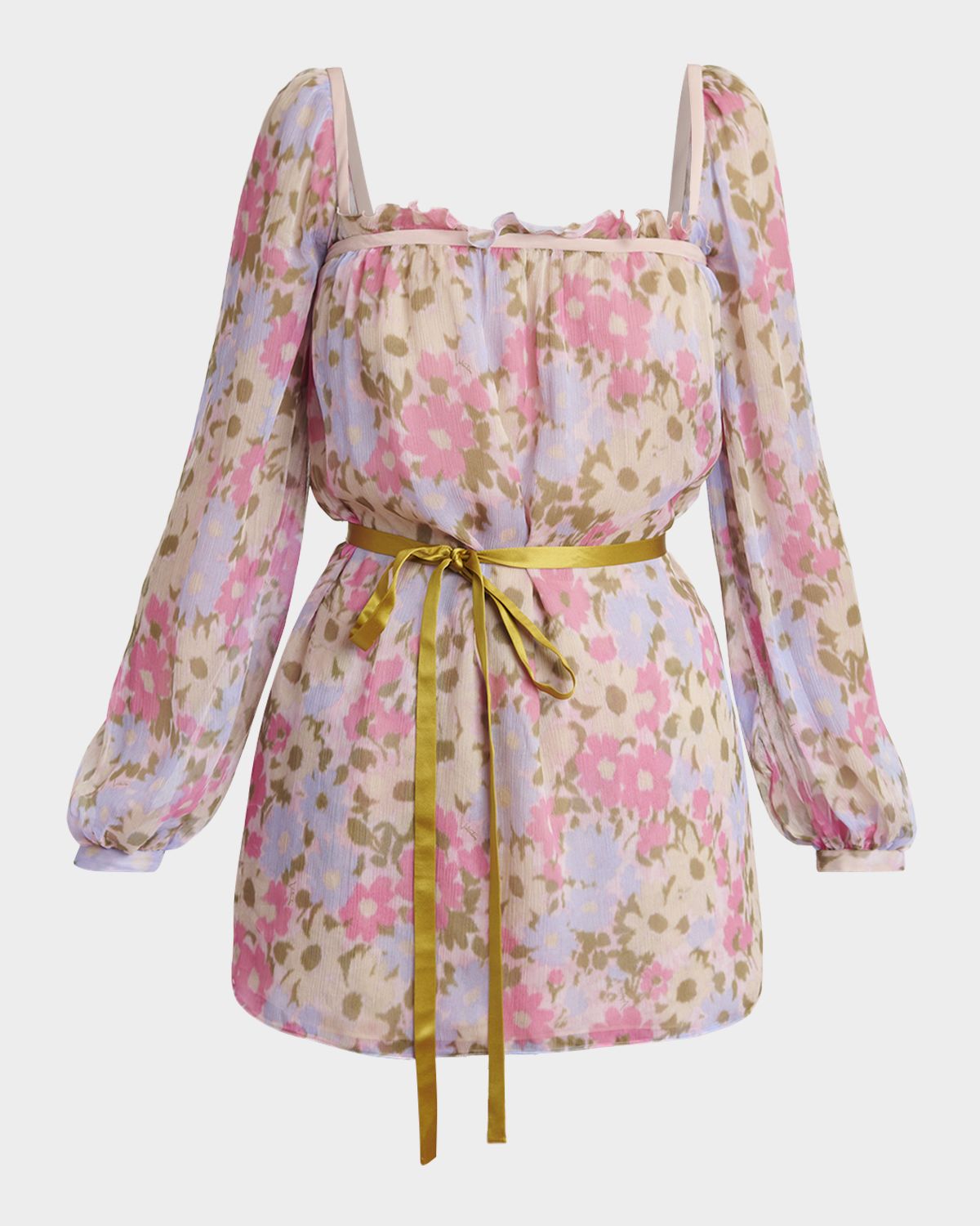 Valentino Garavani Floral-Print Silk Chiffon Long-Sleeve Belted Blouse | Thumbnail 6 Valentino Garavani Floral-Print Silk Chiffon Long-Sleeve Belted Blouse | Thumbnail 6