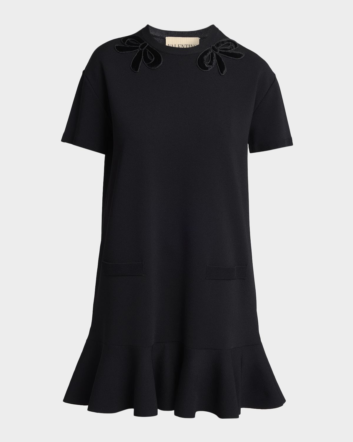 Valentino Garavani Velvet Bow Short-Sleeve Knit Mini Dress | Thumbnail 6 Valentino Garavani Velvet Bow Short-Sleeve Knit Mini Dress | Thumbnail 6