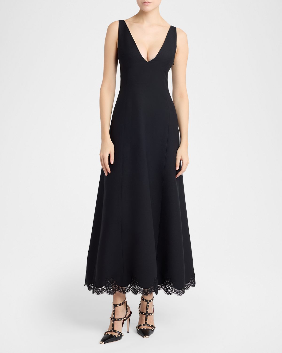 Valentino Garavani Plunging Lace Scalloped Ankle Dress | Thumbnail 5 Valentino Garavani Plunging Lace Scalloped Ankle Dress | Thumbnail 5