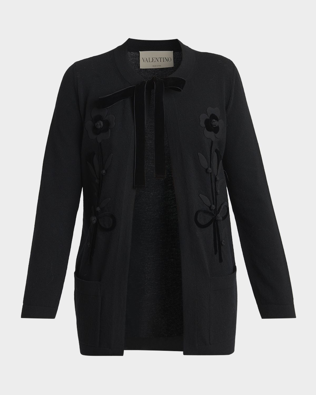 Valentino Garavani Floral Velvet Embroidered Crewneck Cardigan | Thumbnail 6 Valentino Garavani Floral Velvet Embroidered Crewneck Cardigan | Thumbnail 6