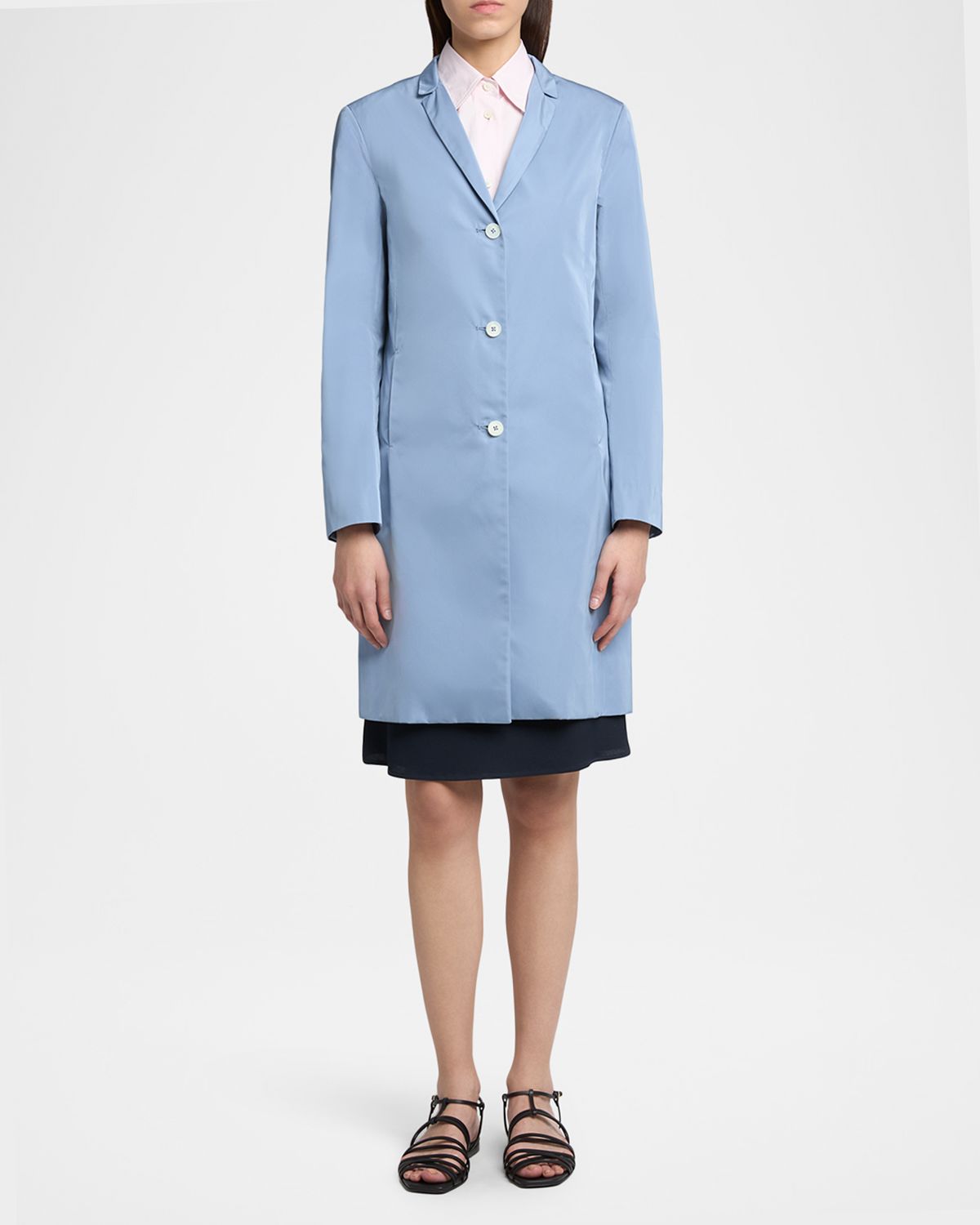 Jil Sander Silk-Blend Single-Breasted Long Coat | Thumbnail 2 Jil Sander Silk-Blend Single-Breasted Long Coat | Thumbnail 2