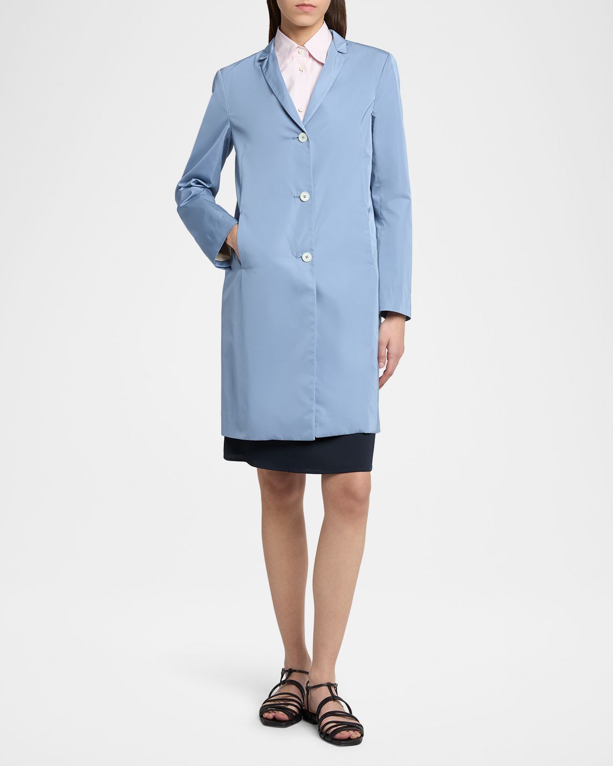 Jil Sander Silk-Blend Single-Breasted Long Coat | Thumbnail 4 Jil Sander Silk-Blend Single-Breasted Long Coat | Thumbnail 4