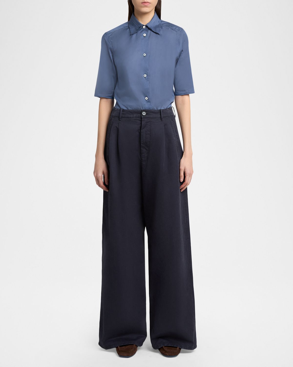 Jil Sander Pleated Cotton Wide-Leg Trousers | Thumbnail 2 Jil Sander Pleated Cotton Wide-Leg Trousers | Thumbnail 2
