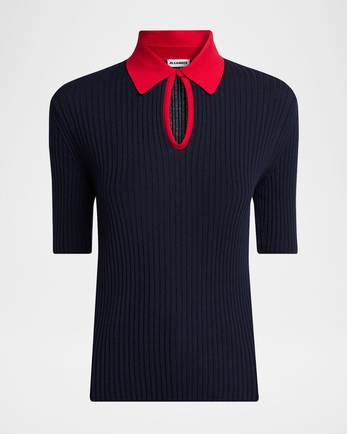 Jil Sander Short-Sleeve Button-Keyhole Polo Shirt