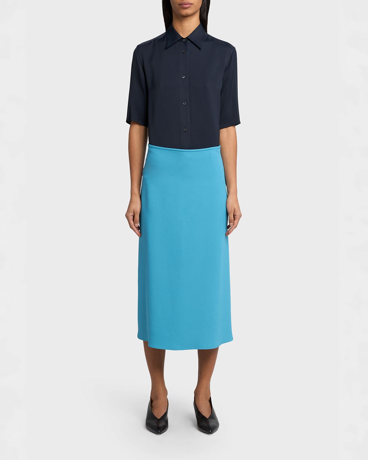 Jil Sander Short-Sleeve Viscose Button-Down Shirt | Thumbnail 2 Jil Sander Short-Sleeve Viscose Button-Down Shirt | Thumbnail 2