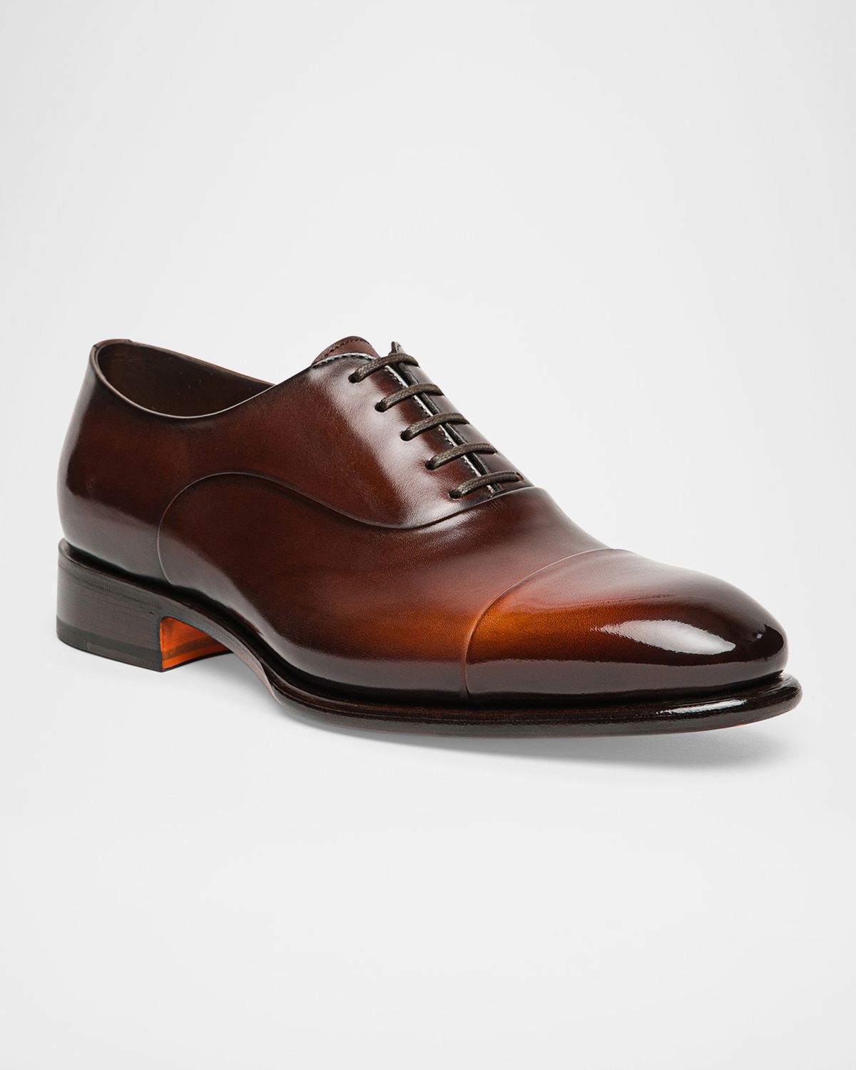 Santoni Men 's Carter Burnished Leather Oxford Shoes | Thumbnail 5