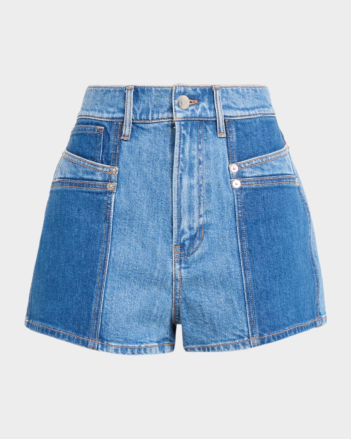 Veronica Beard Elijah Color-Block Denim Shorts