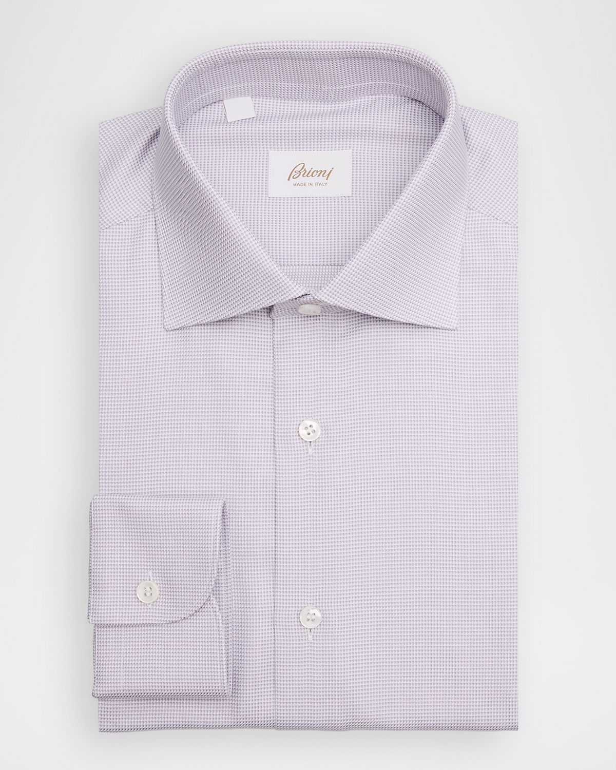 Brioni Men 's Micro-Geometric Cotton Dress Shirt | Thumbnail 3 Brioni Men 's Micro-Geometric Cotton Dress Shirt | Thumbnail 3