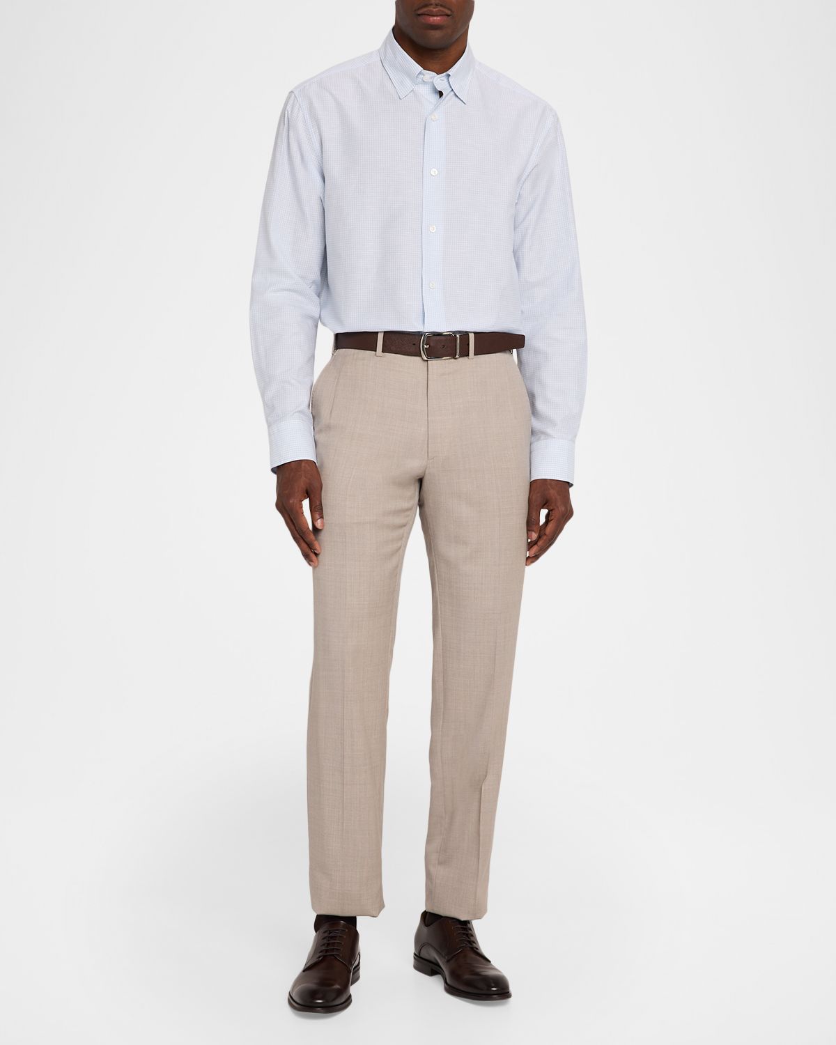Brioni Men 's Cotton and Linen Micro-Check Sport Shirt