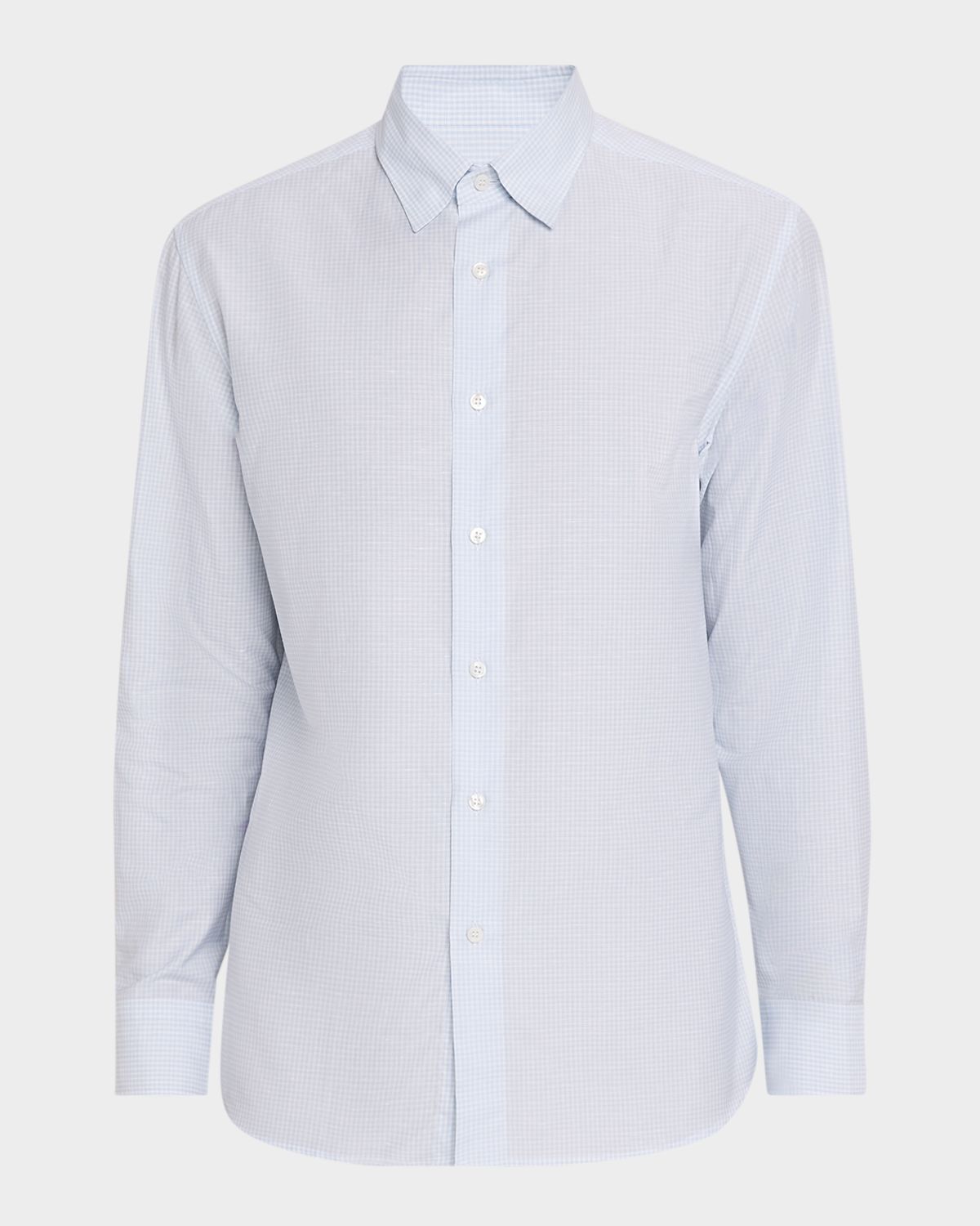 Brioni Men 's Cotton and Linen Micro-Check Sport Shirt | Thumbnail 6 Brioni Men 's Cotton and Linen Micro-Check Sport Shirt | Thumbnail 6