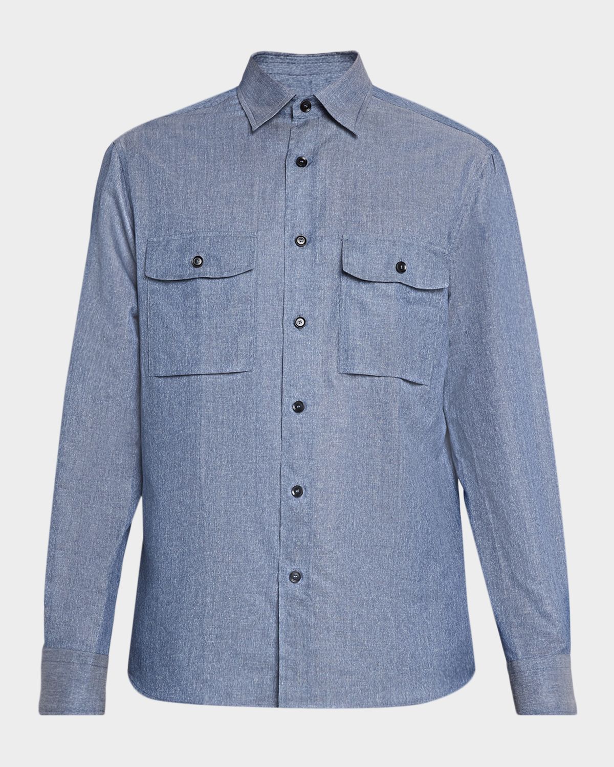 Brioni Men 's Cotton and Linen Flap-Pocket Military Shirt | Thumbnail 6 Brioni Men 's Cotton and Linen Flap-Pocket Military Shirt | Thumbnail 6