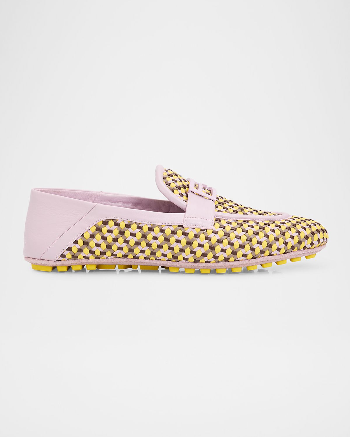 Fendi Baguette Braided Leather Driver Loafers