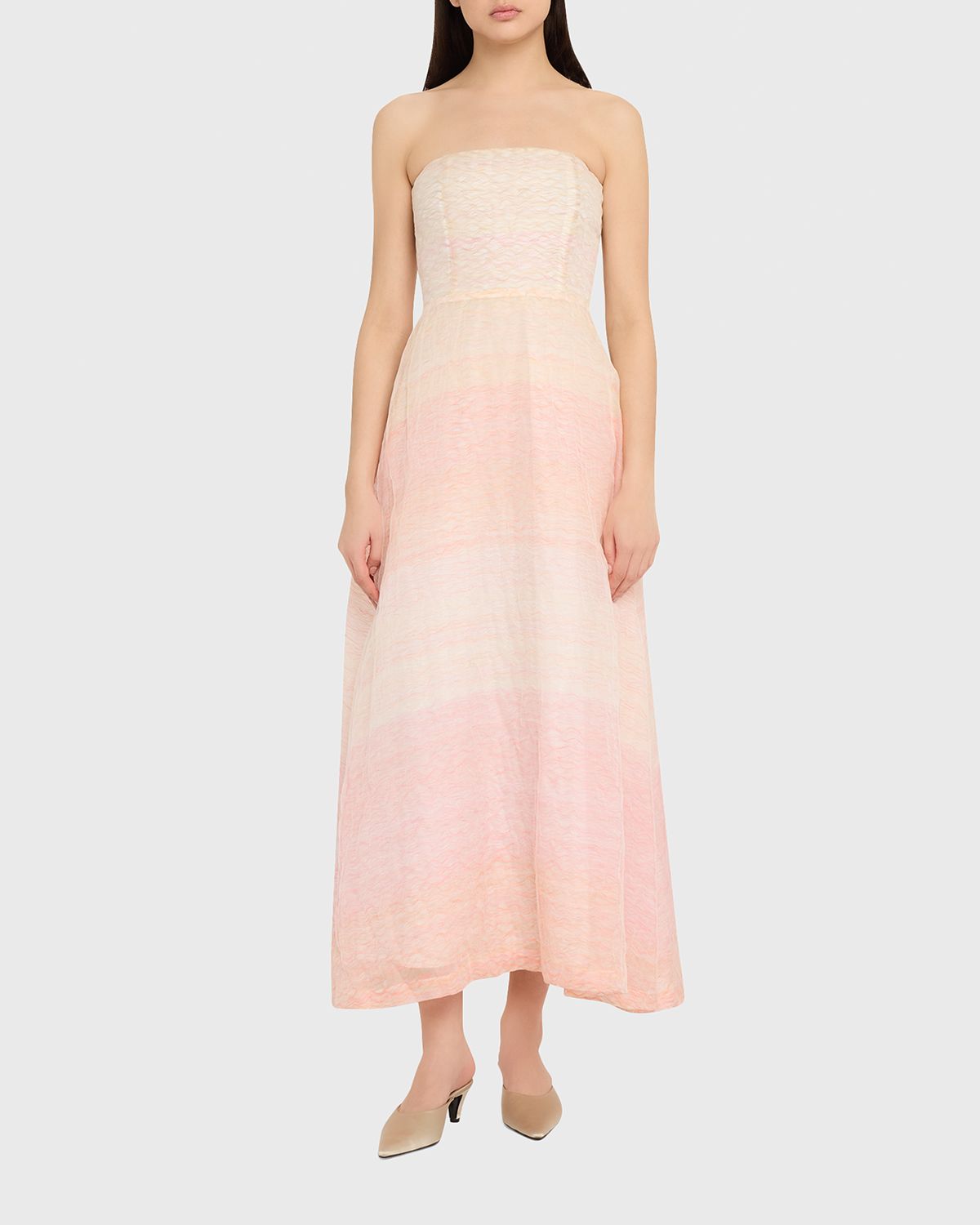BERNADETTE Odette Strapless Threaded Silk Midi Dress | Thumbnail 5