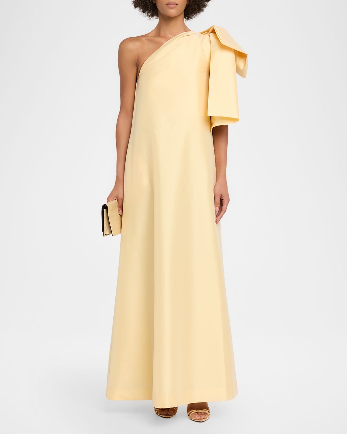 BERNADETTE Winnette One-Shoulder Taffeta Bow Gown | Thumbnail 5