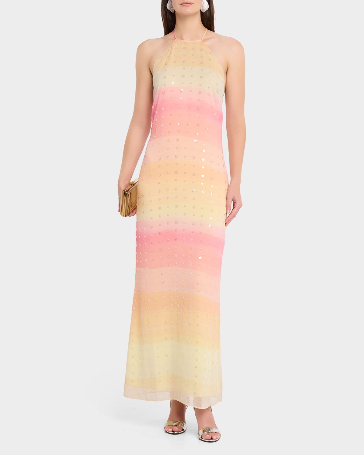 BERNADETTE Francine Embellished Stripe Maxi Halter Dress | Thumbnail 5 BERNADETTE Francine Embellished Stripe Maxi Halter Dress | Thumbnail 5