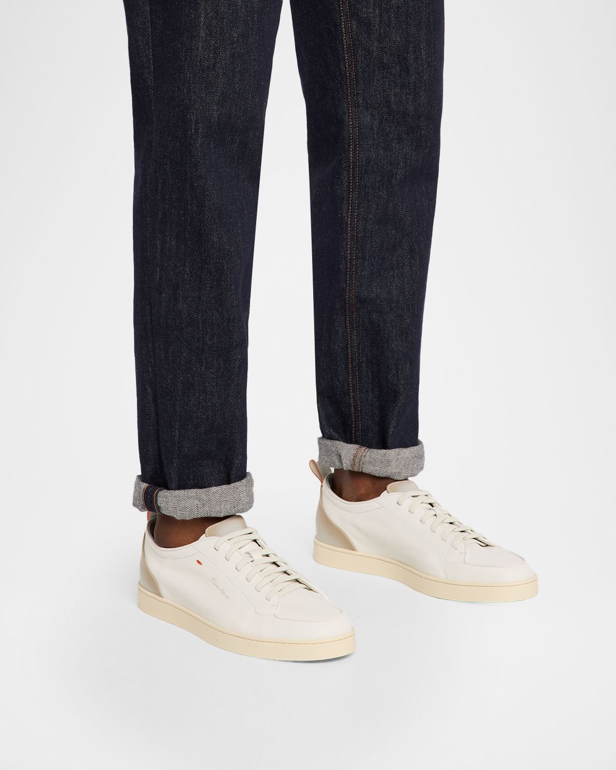 Santoni Men 's Off Duty Leather Low-Top Sneakers