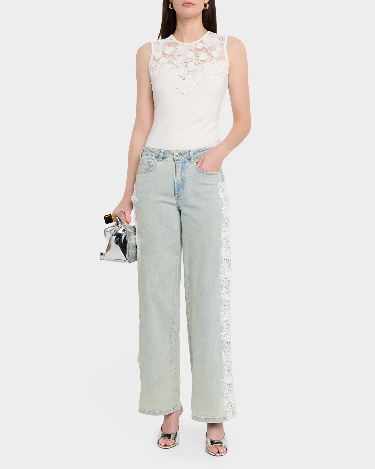 Generation Love Esme Lace Appliqué Straight-Leg Jeans