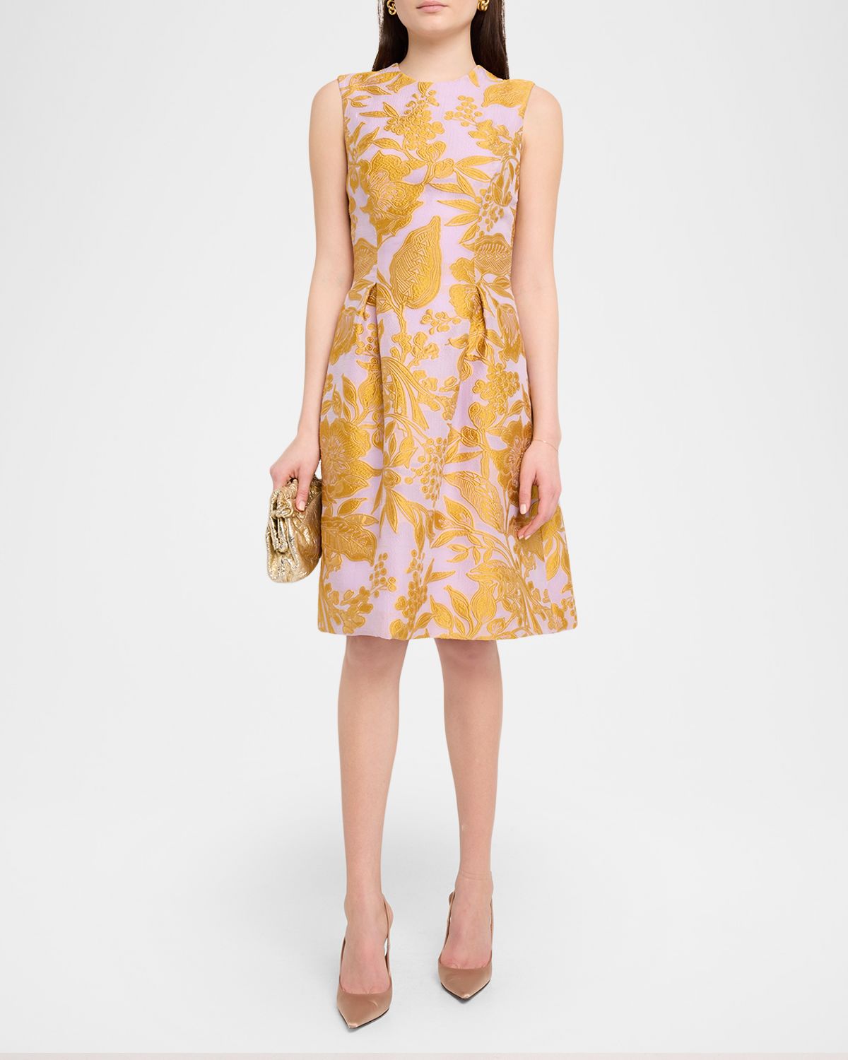 Lela Rose Floral Fil Coupe Off-The-Shoulder Gown