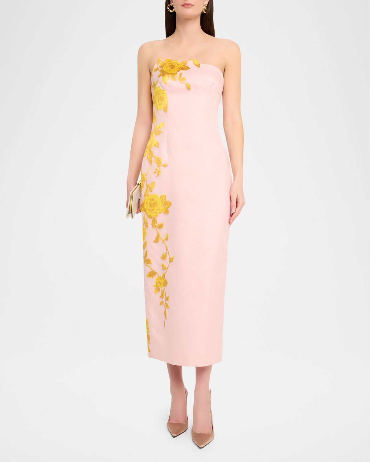 Lela Rose Strapless Rose Fil Coupe Ankle Cocktail Dress