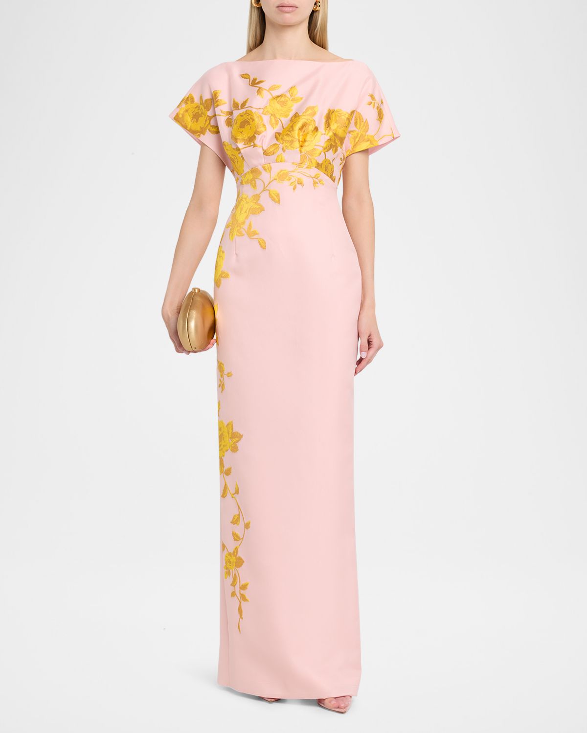 Lela Rose Rose Fil Coupe Empire-Waist Column Gown