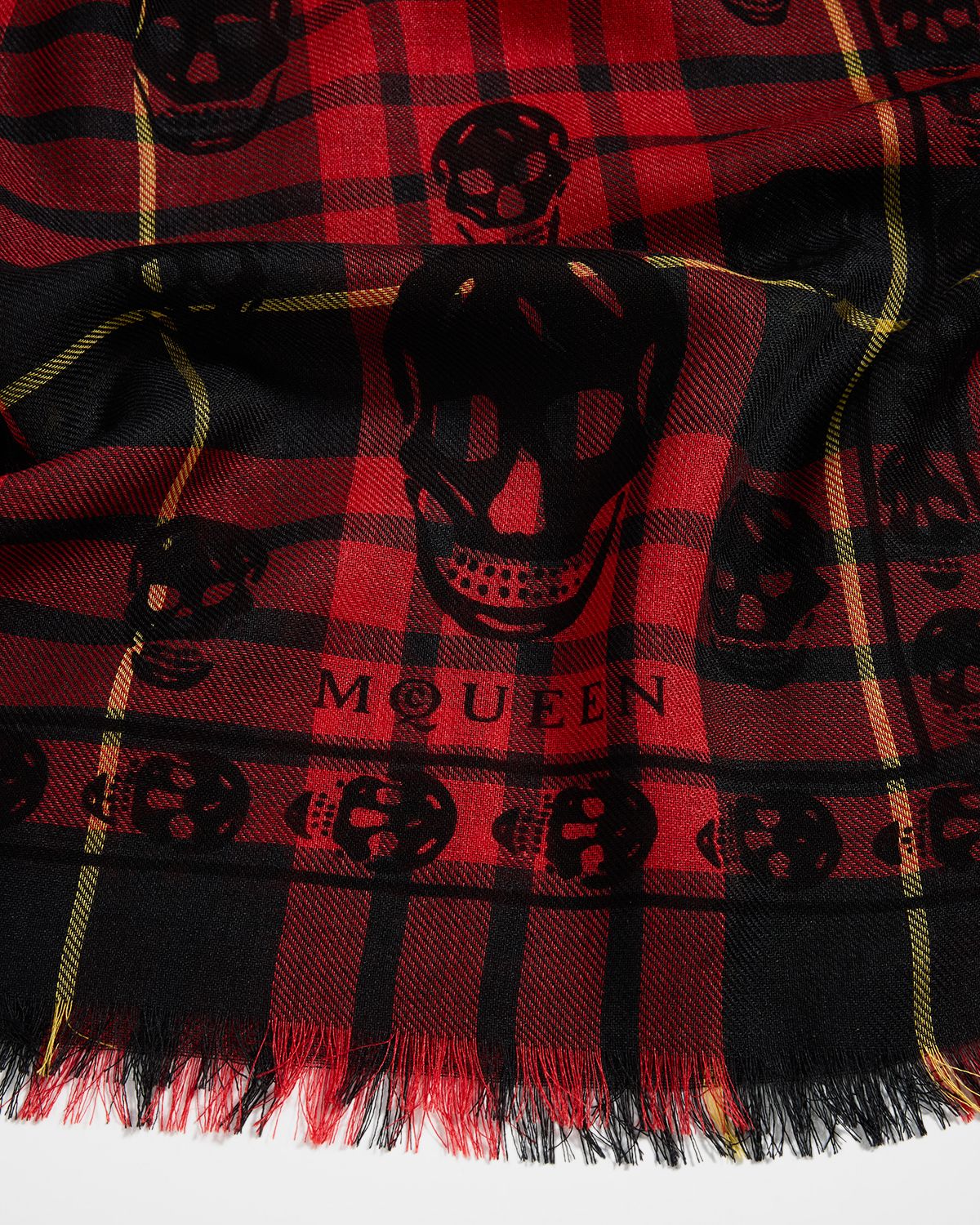 McQueen Men 's Tartan Skull Silk-Blend Scarf