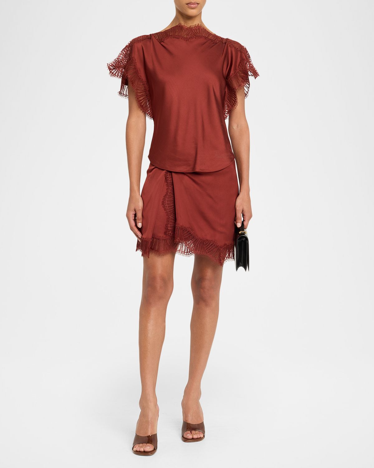 A.L.C. Luna Satin Lace-Trim Top - Women's Clothing