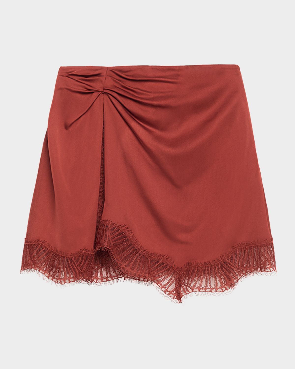 A.L.C. Dion Satin Lace-Trim Mini Skirt