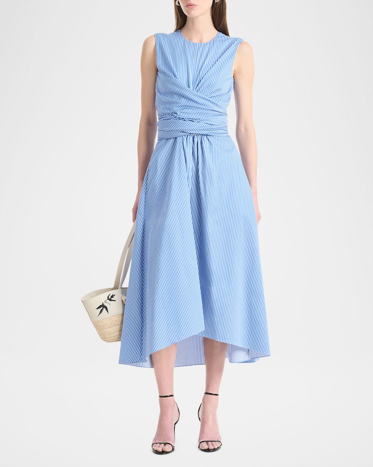 Altuzarra Penny Striped Crossover Draped Midi Dress