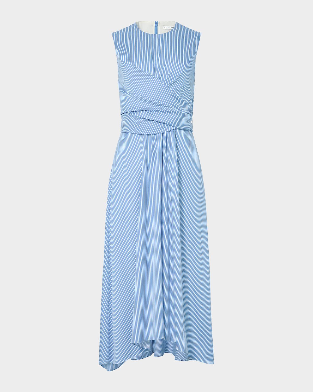 Altuzarra Penny Striped Crossover Draped Midi Dress