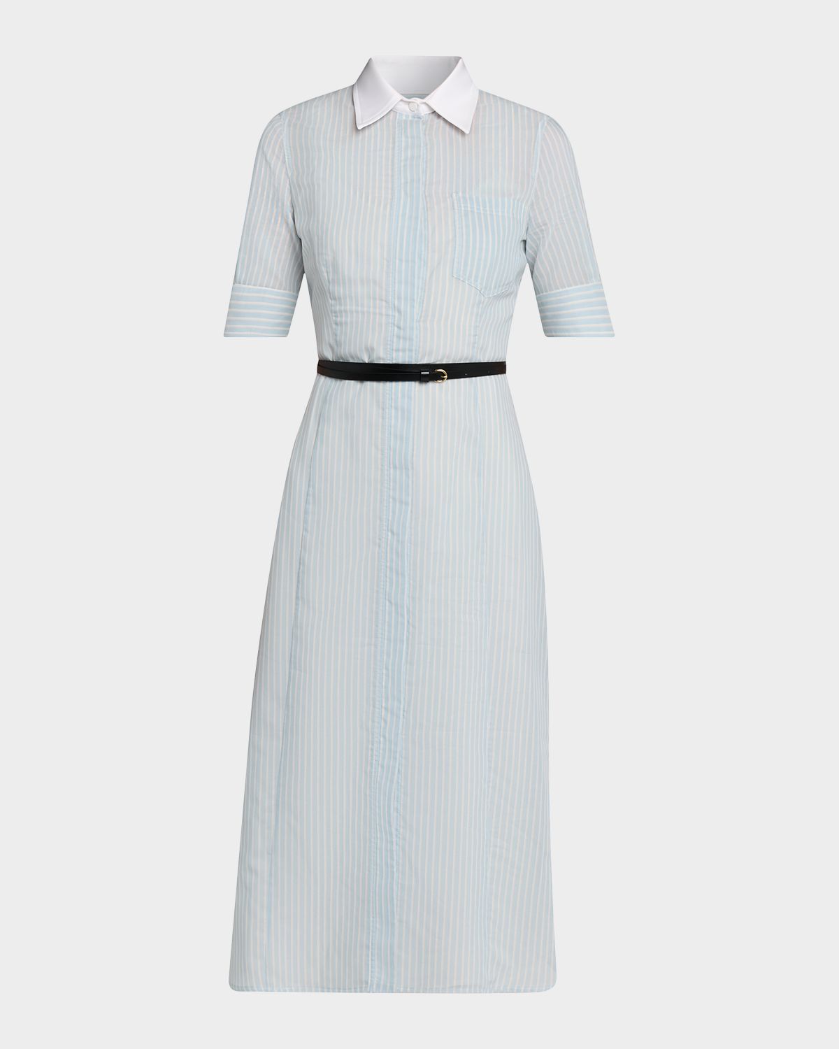 Altuzarra Kieran Striped Short-Sleeve Midi Shirtdress