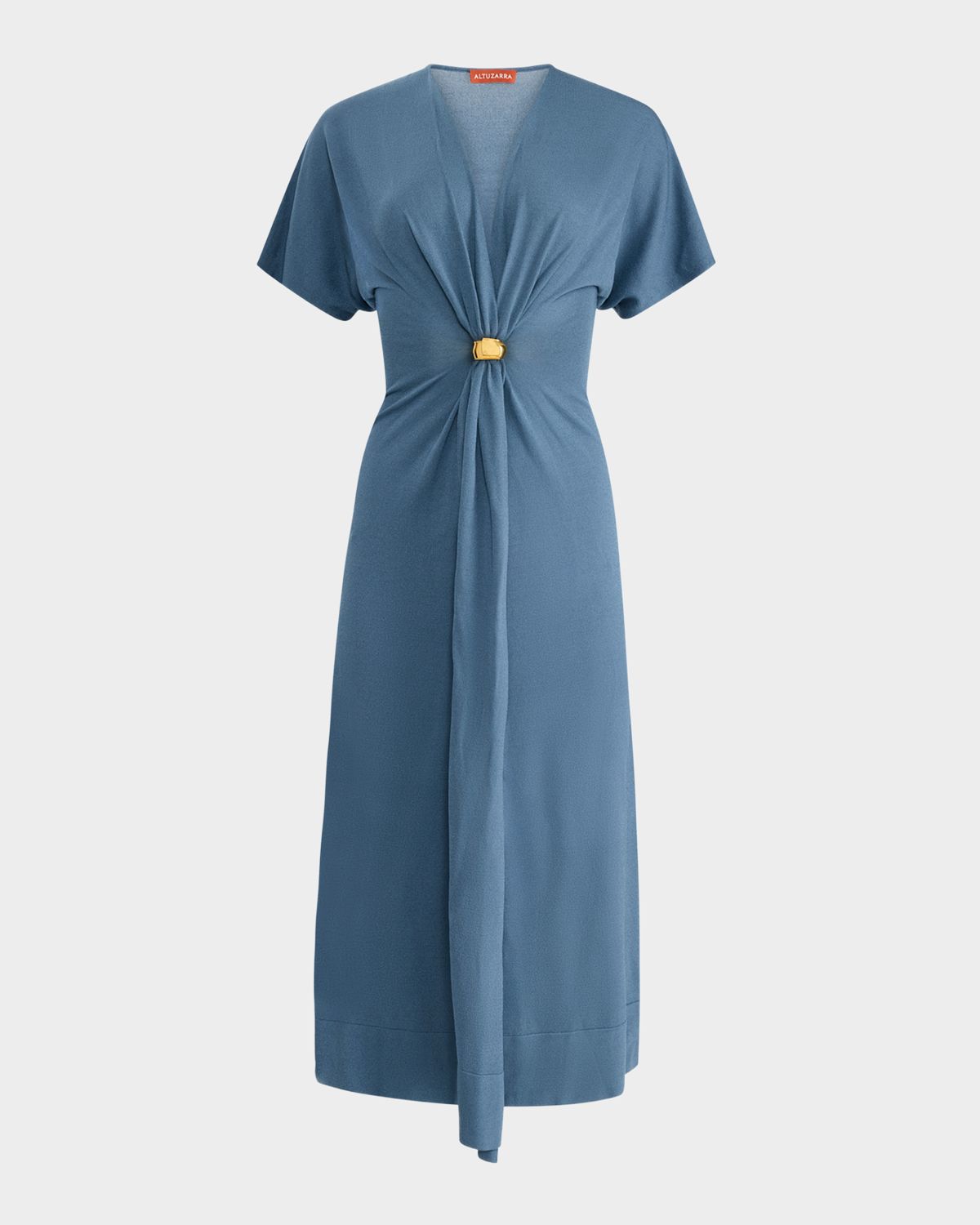 Altuzarra Rene Gathered Ring Short-Sleeve Ankle Dress