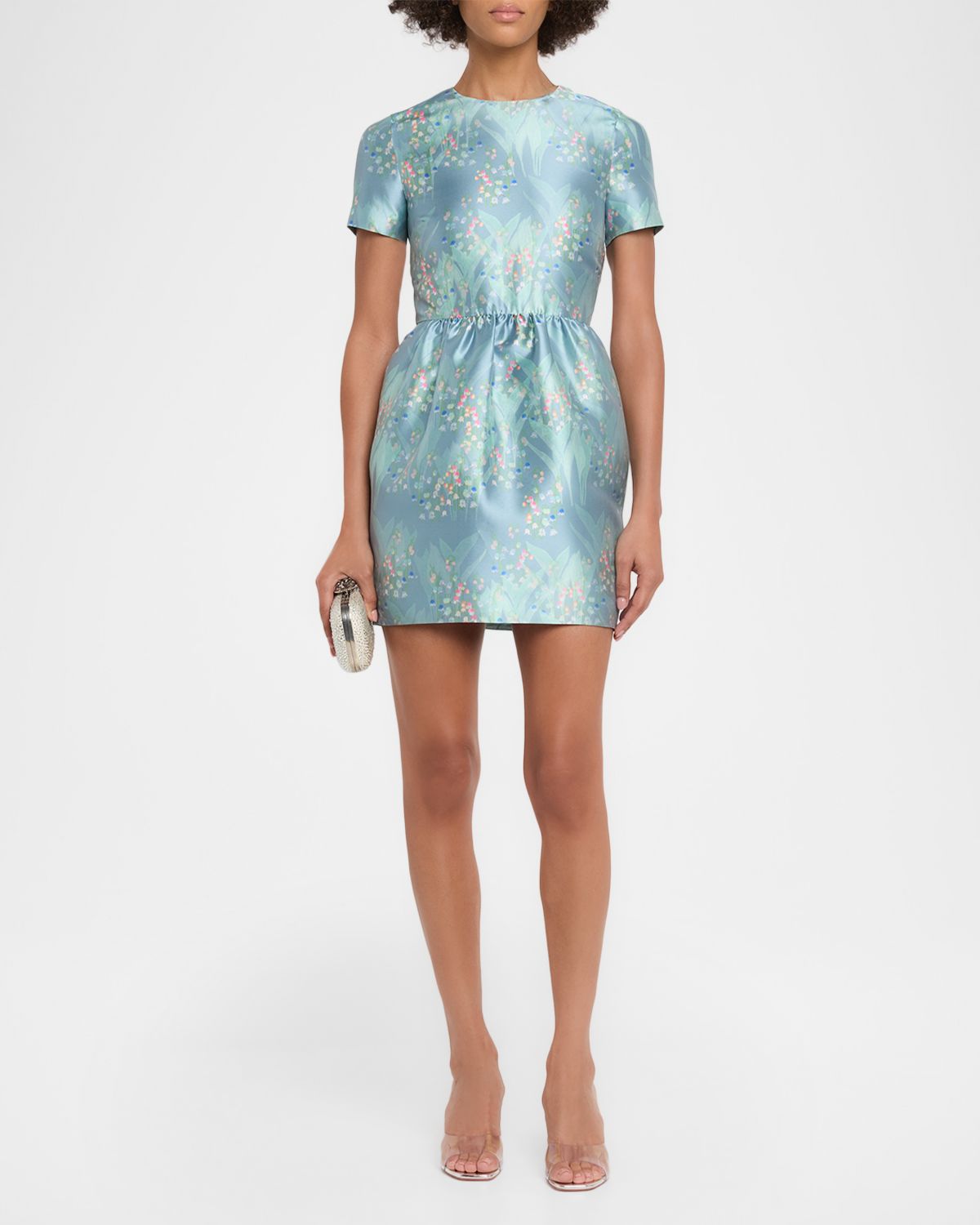 BERNADETTE Lexi Floral Satin Short-Sleeve Mini Dress | Thumbnail 5 BERNADETTE Lexi Floral Satin Short-Sleeve Mini Dress | Thumbnail 5