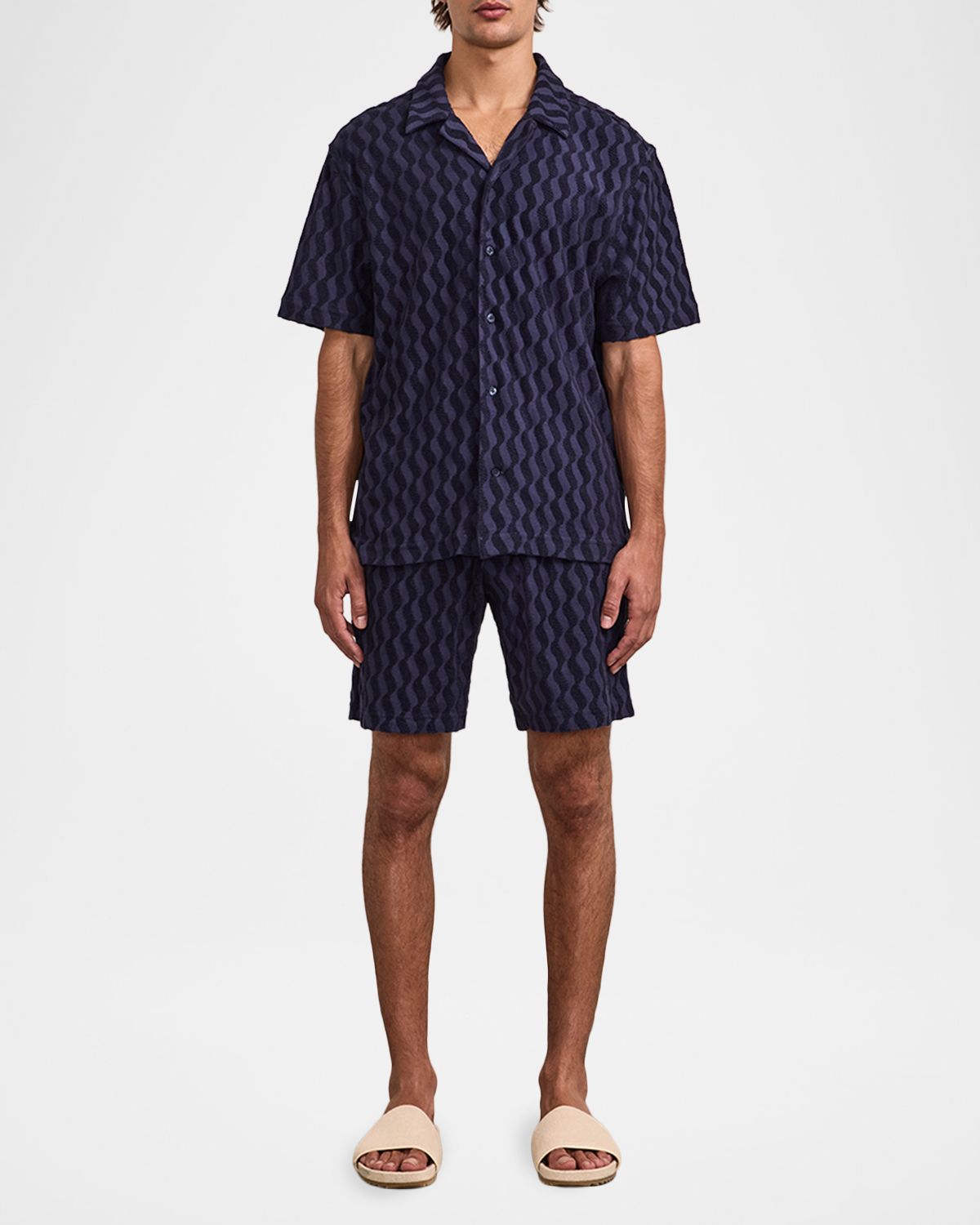 Frescobol Carioca Men 's Roberto Terry Cotton Short-Sleeve Shirt