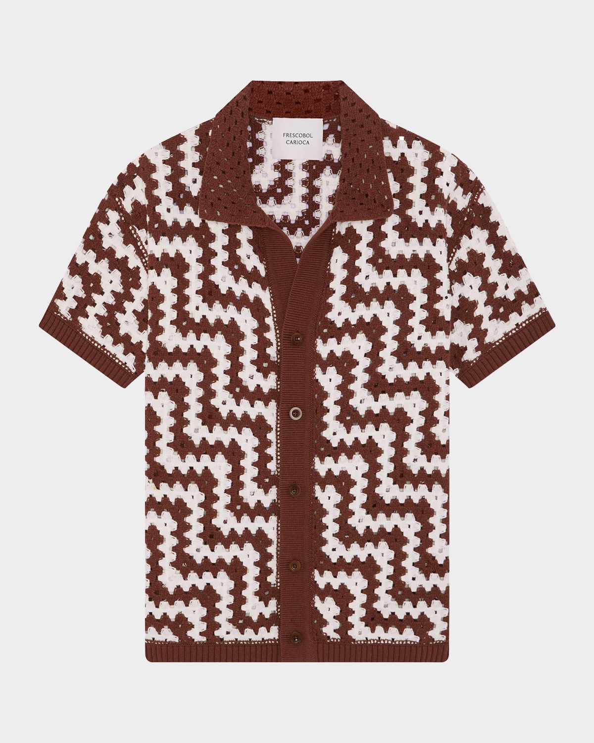 Frescobol Carioca Men 's Pinto Cotton Crochet Short-Sleeve Shirt