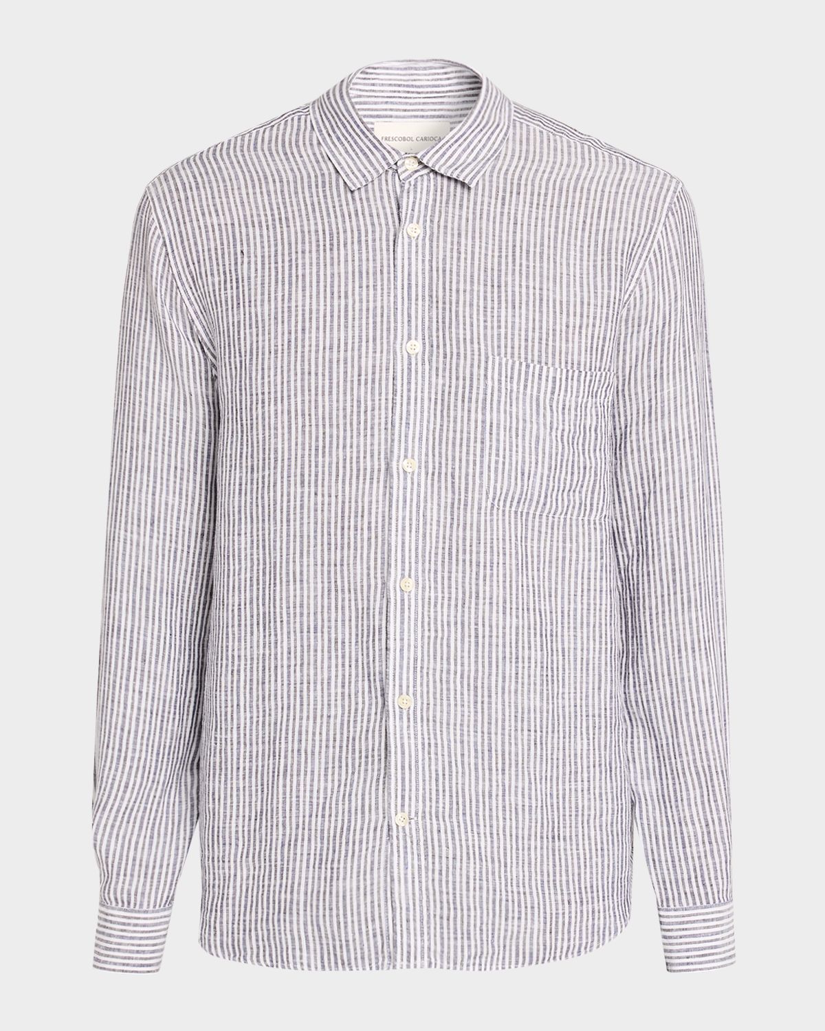 Frescobol Carioca Men 's Telles Linen Stripe Button-Down Shirt | Thumbnail 6 Frescobol Carioca Men 's Telles Linen Stripe Button-Down Shirt | Thumbnail 6