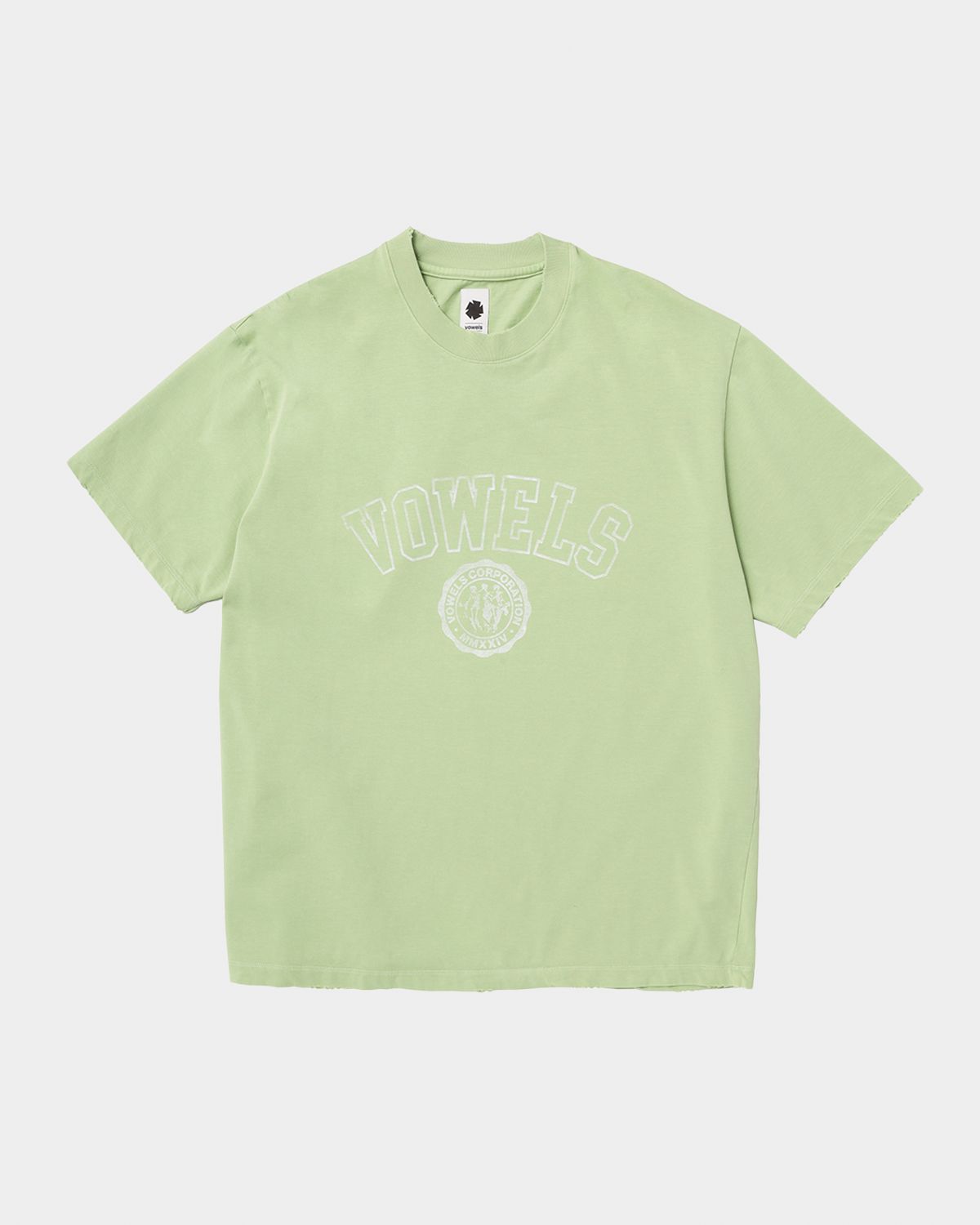 vowels Men 's Cotton Faded Collegiate Logo T-Shirt