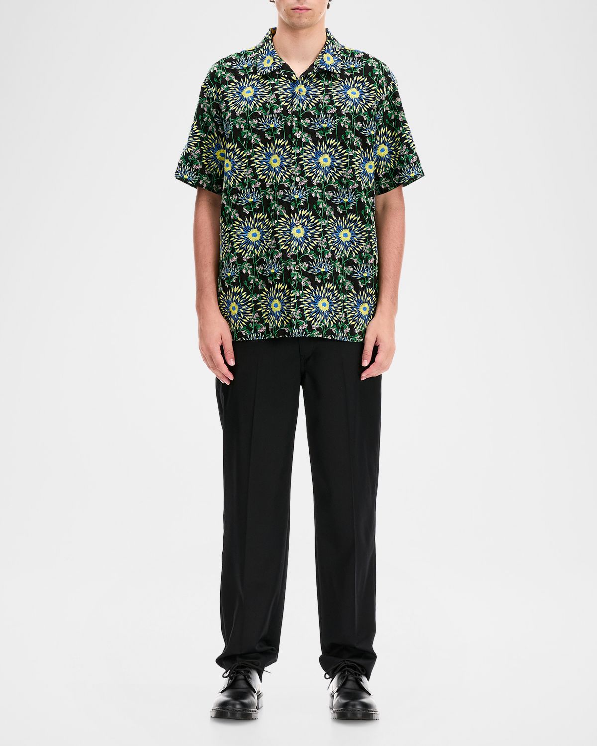 vowels Men 's Cotton Firework Floral Short-Sleeve Shirt