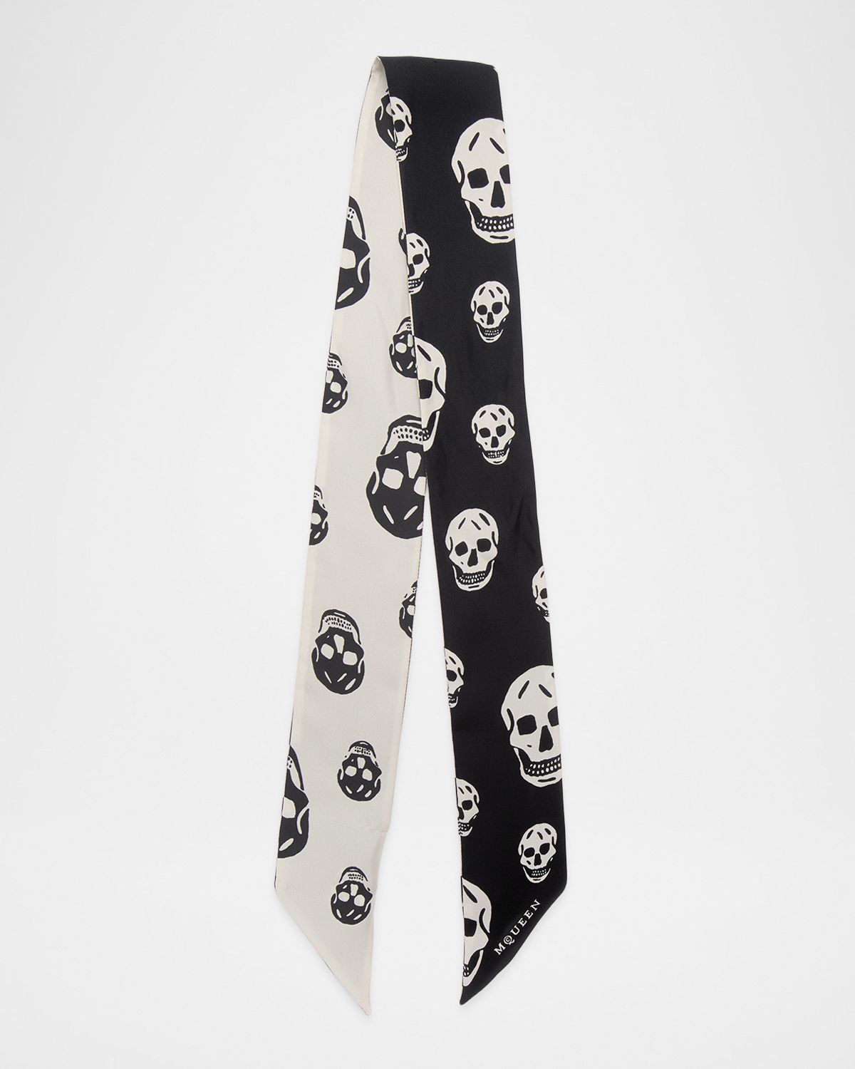 McQueen Silk Twill Ribbon Skull Scarf - Women's Accessories