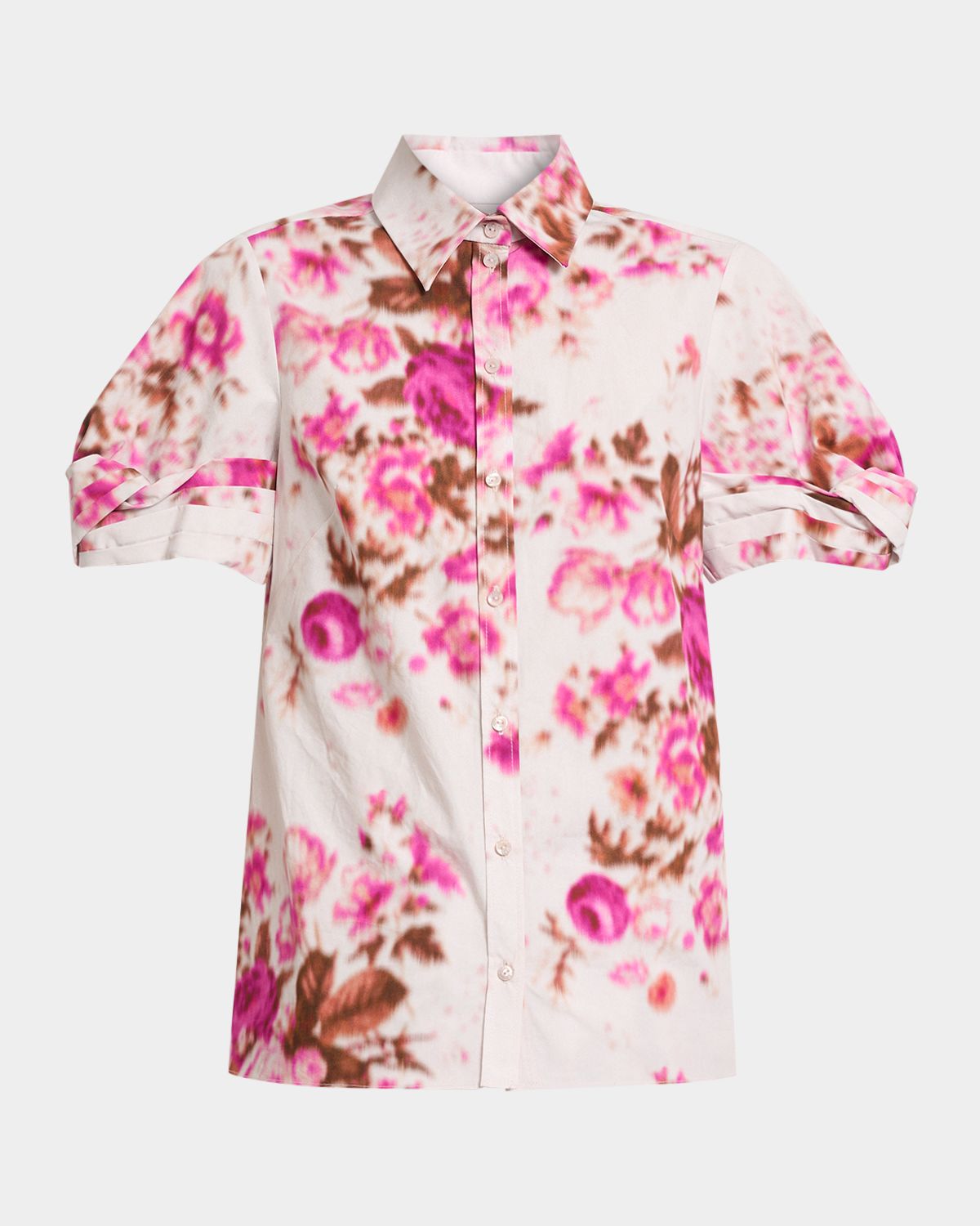 Erdem Floral Print Cotton Short Sleeve Shirt