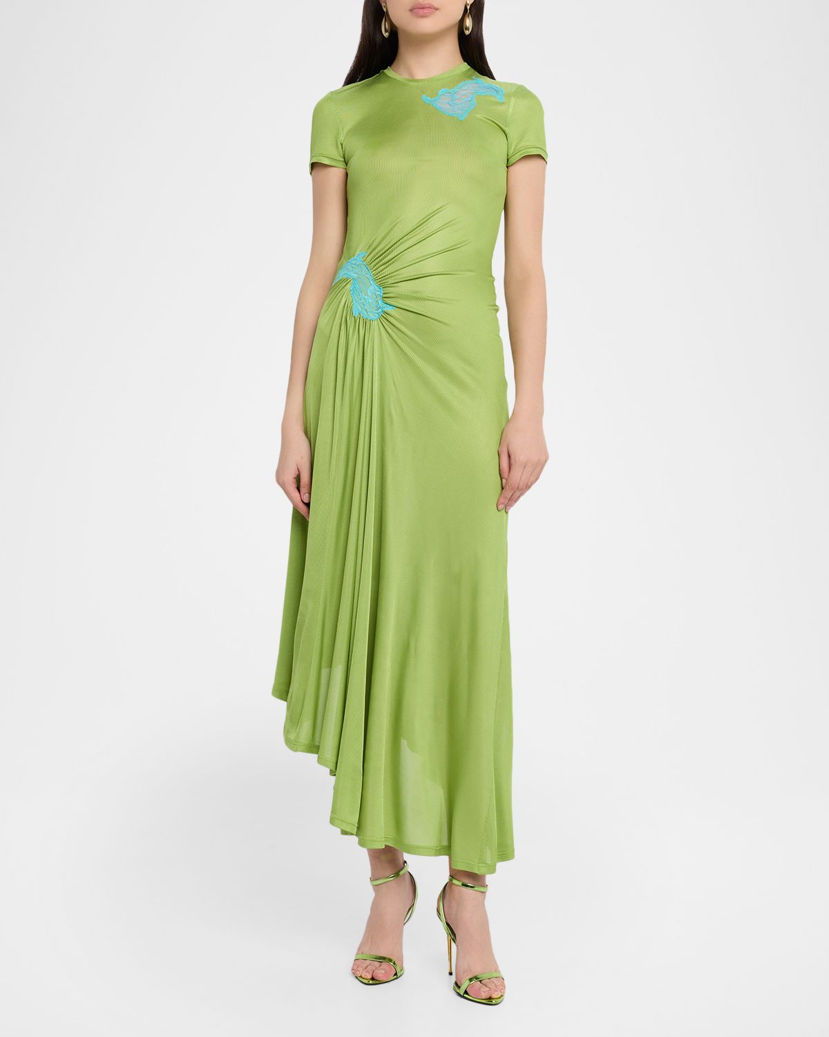 Christopher Esber Delphin Lace Ribbed Tee Dress