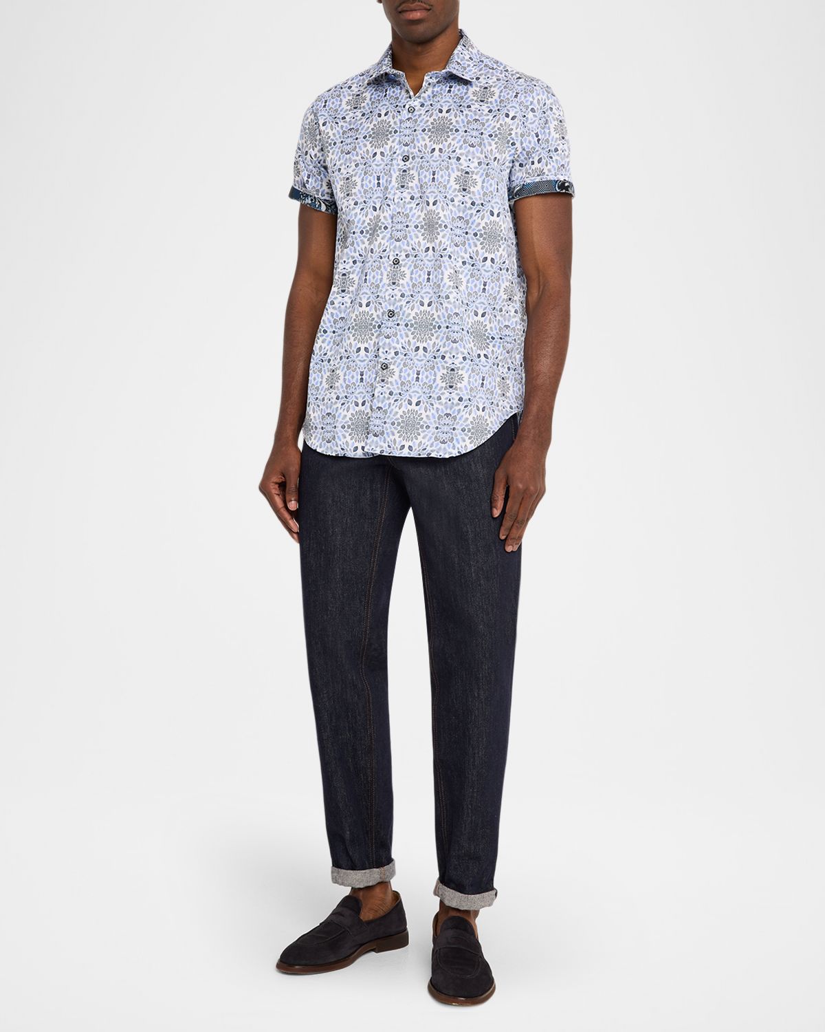 Robert Graham Men 's Amagansett Satin Short-Sleeve Shirt