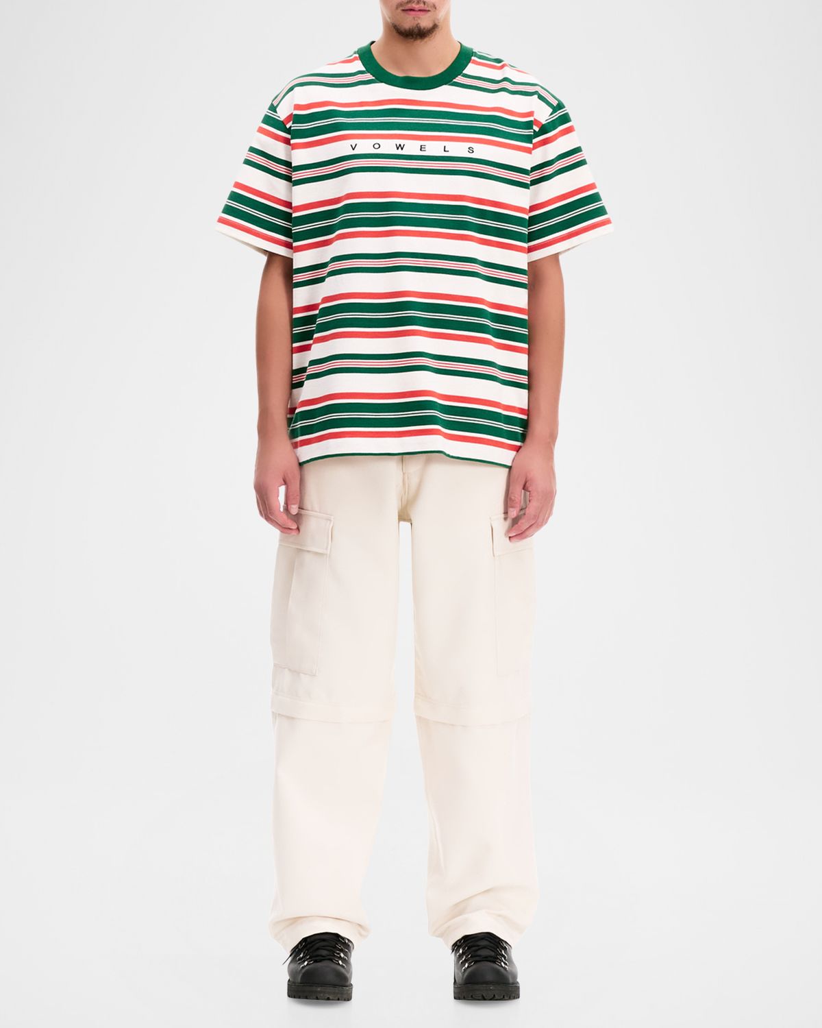 vowels Men 's Cotton Multi-Stripe Logo T-Shirt