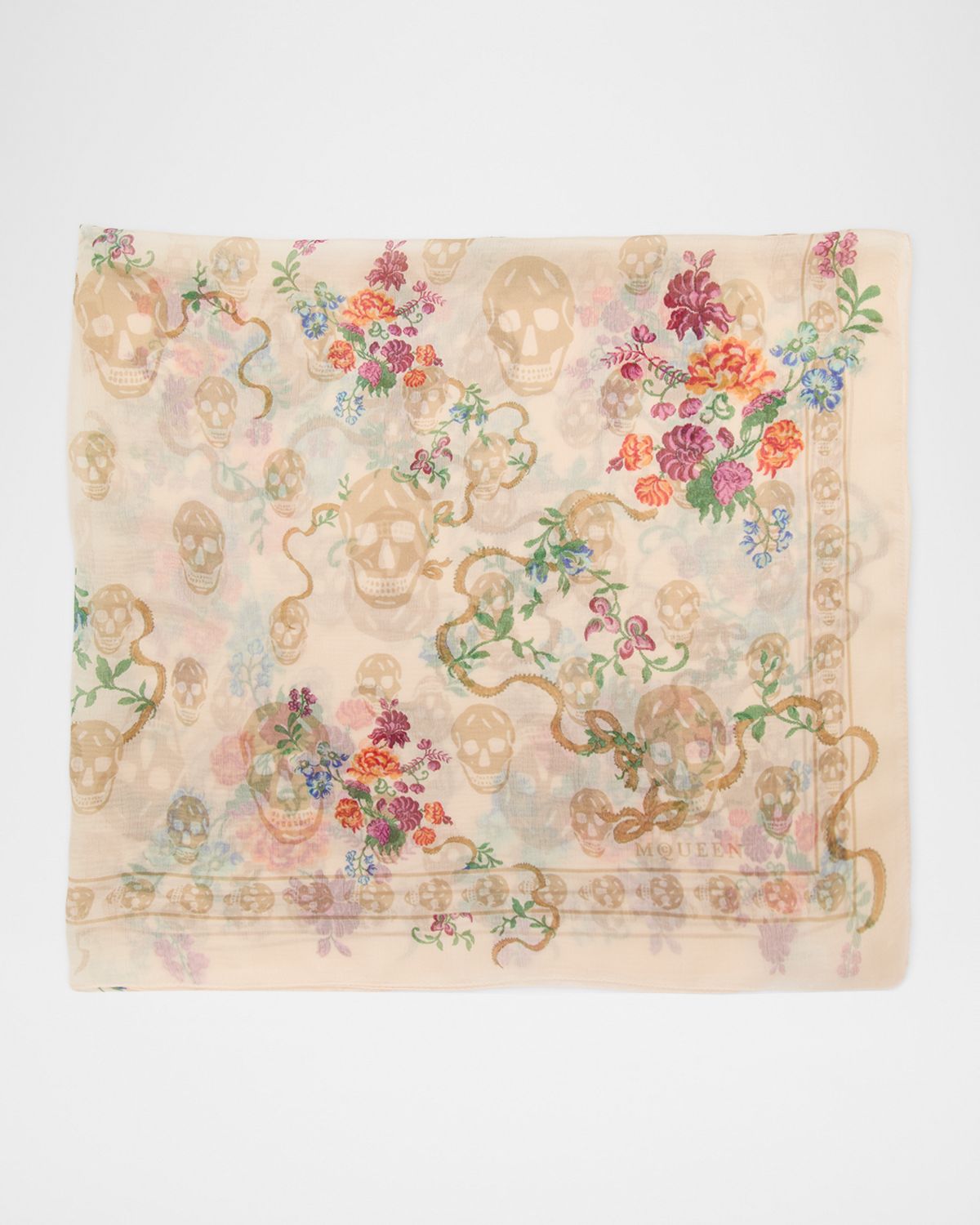 McQueen Floral Skull Silk Scarf | Thumbnail 5 McQueen Floral Skull Silk Scarf | Thumbnail 5