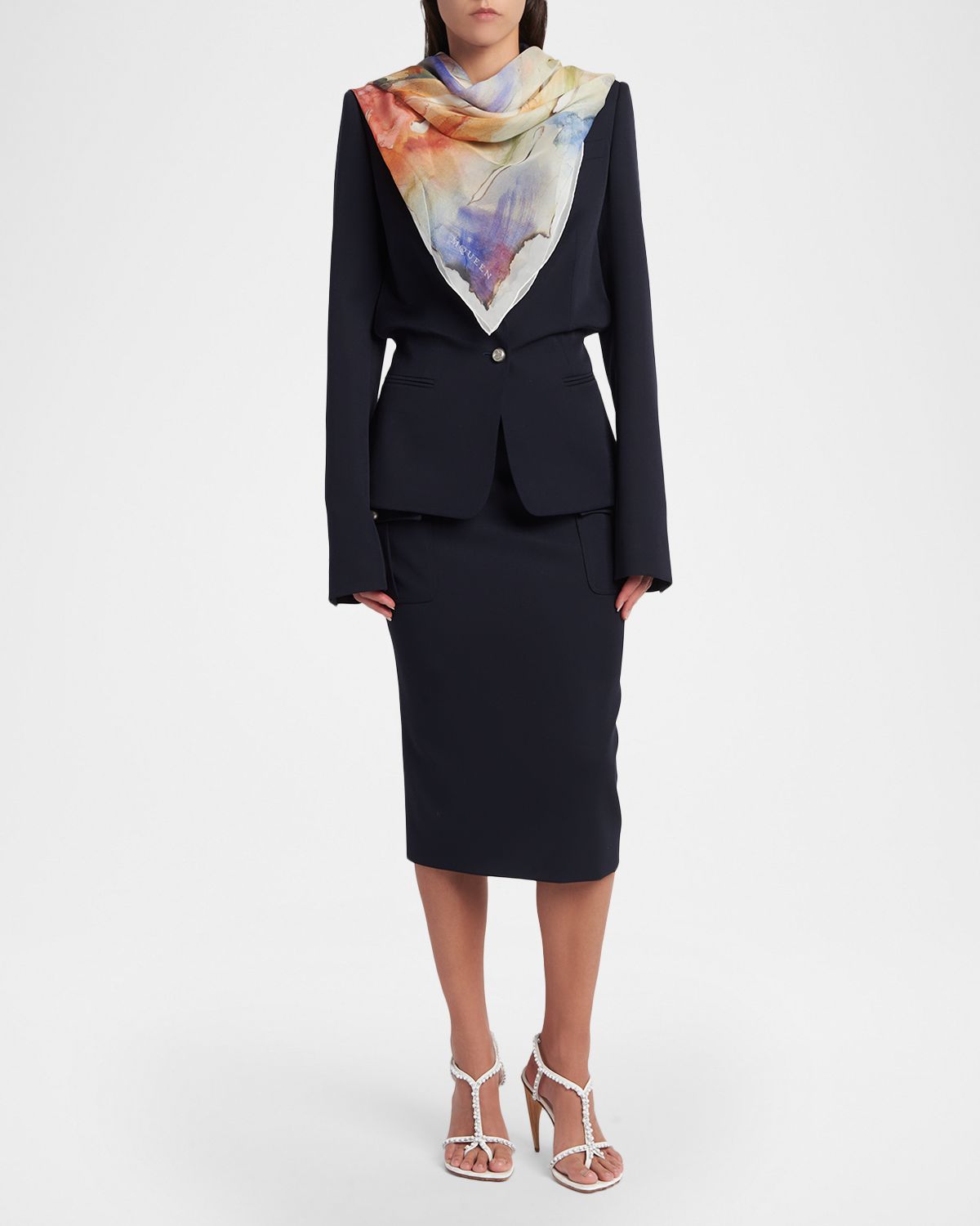 McQueen Painted Flora Silk Scarf