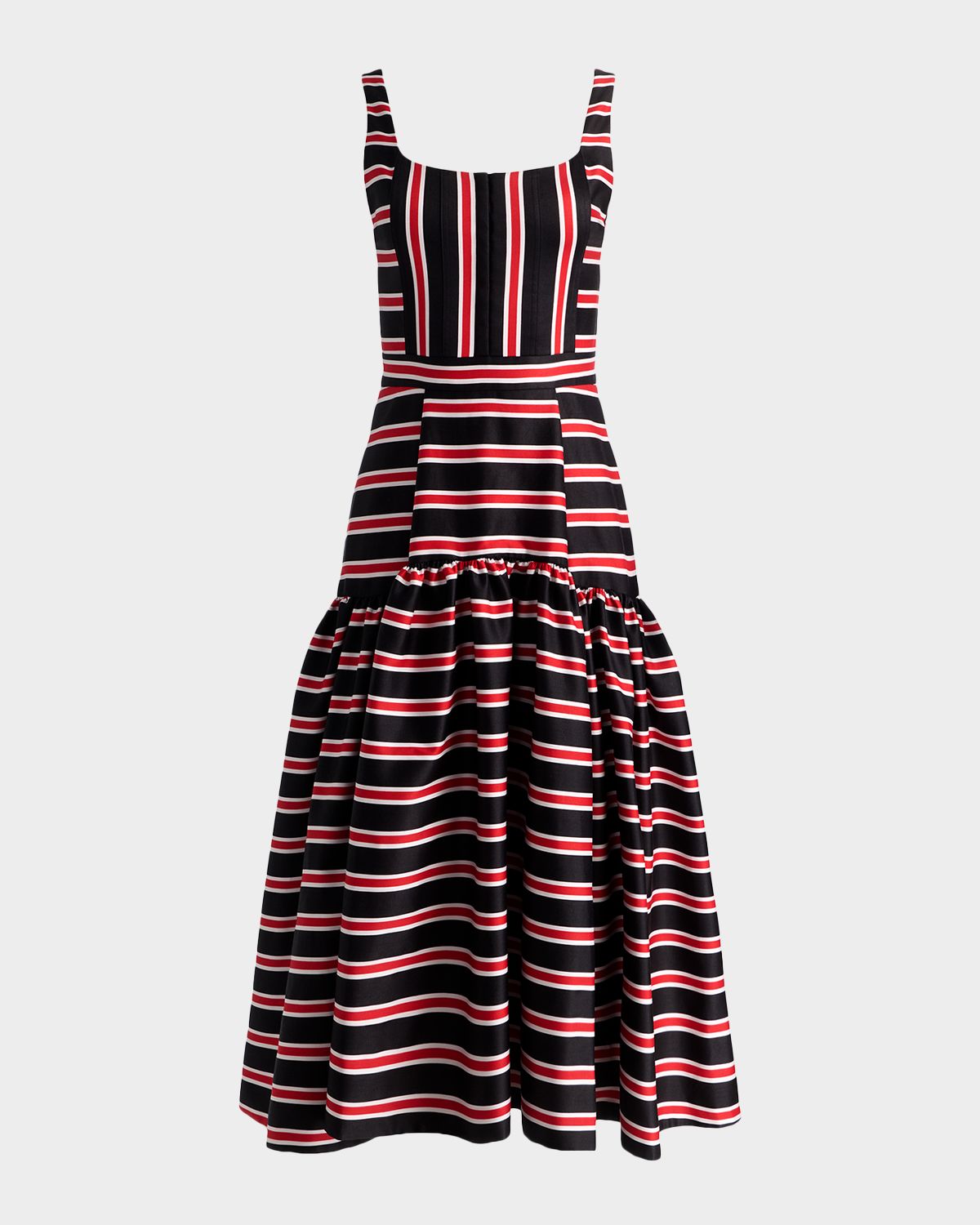 ALICE + OLIVIA Diana Striped Structured Midi Dress