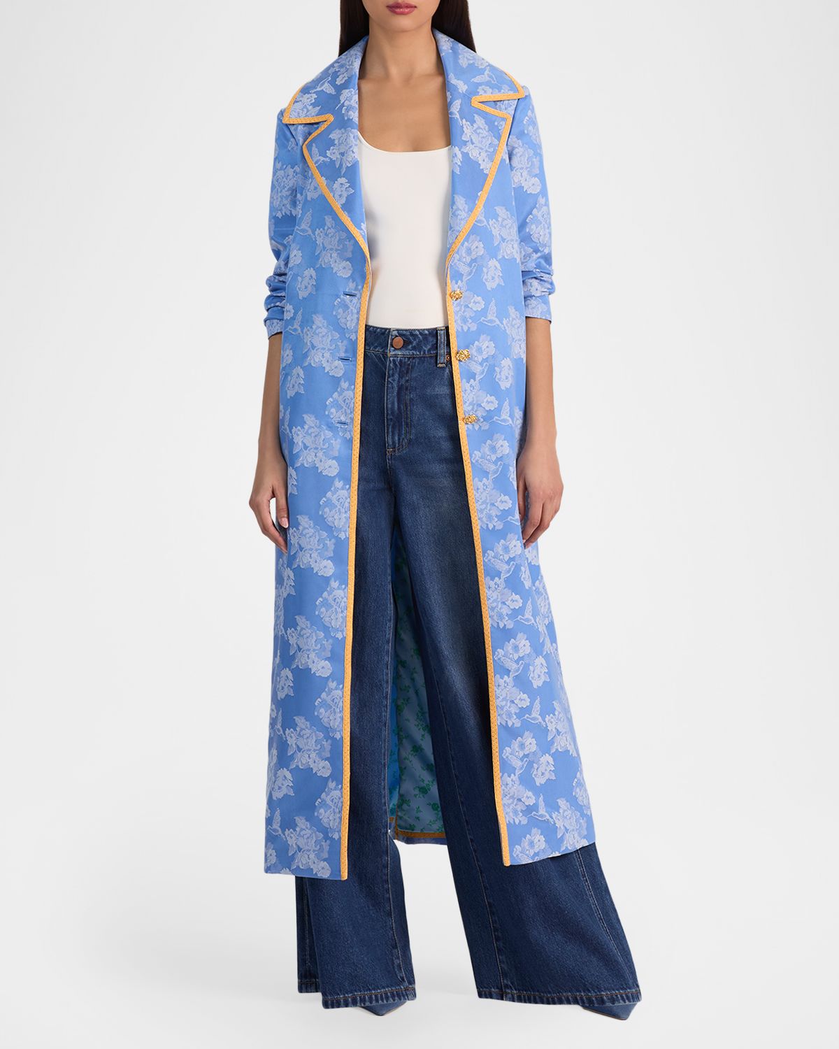 ALICE + OLIVIA Levine Drapey Floral Jacquard Coat