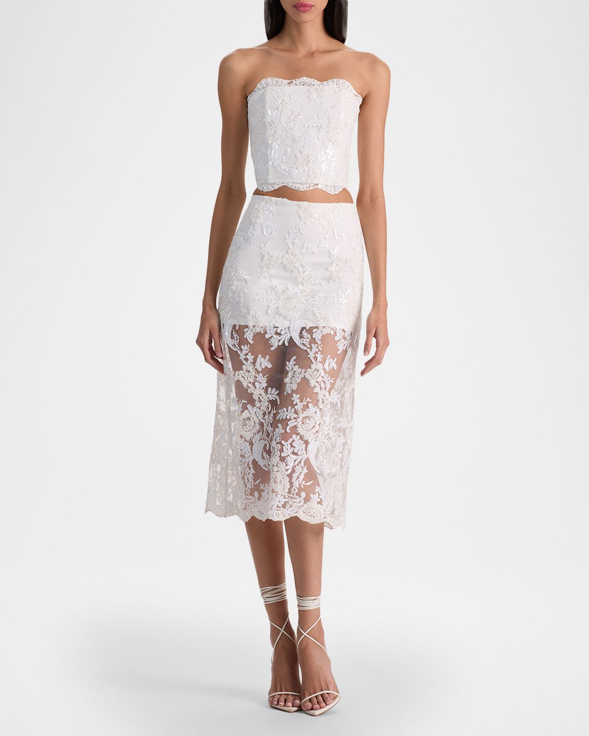ALICE + OLIVIA Ceresi Embellished Lace Top