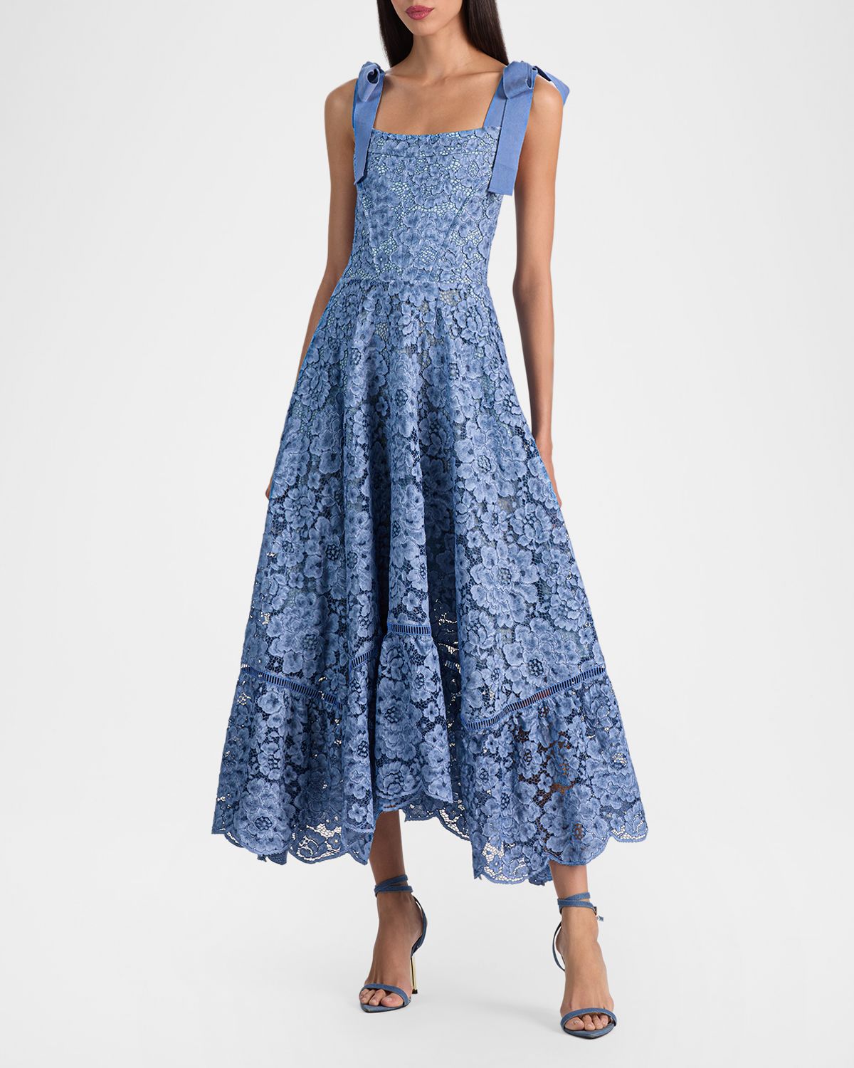 ALICE + OLIVIA Rosee Lace Bustier Midi Dress