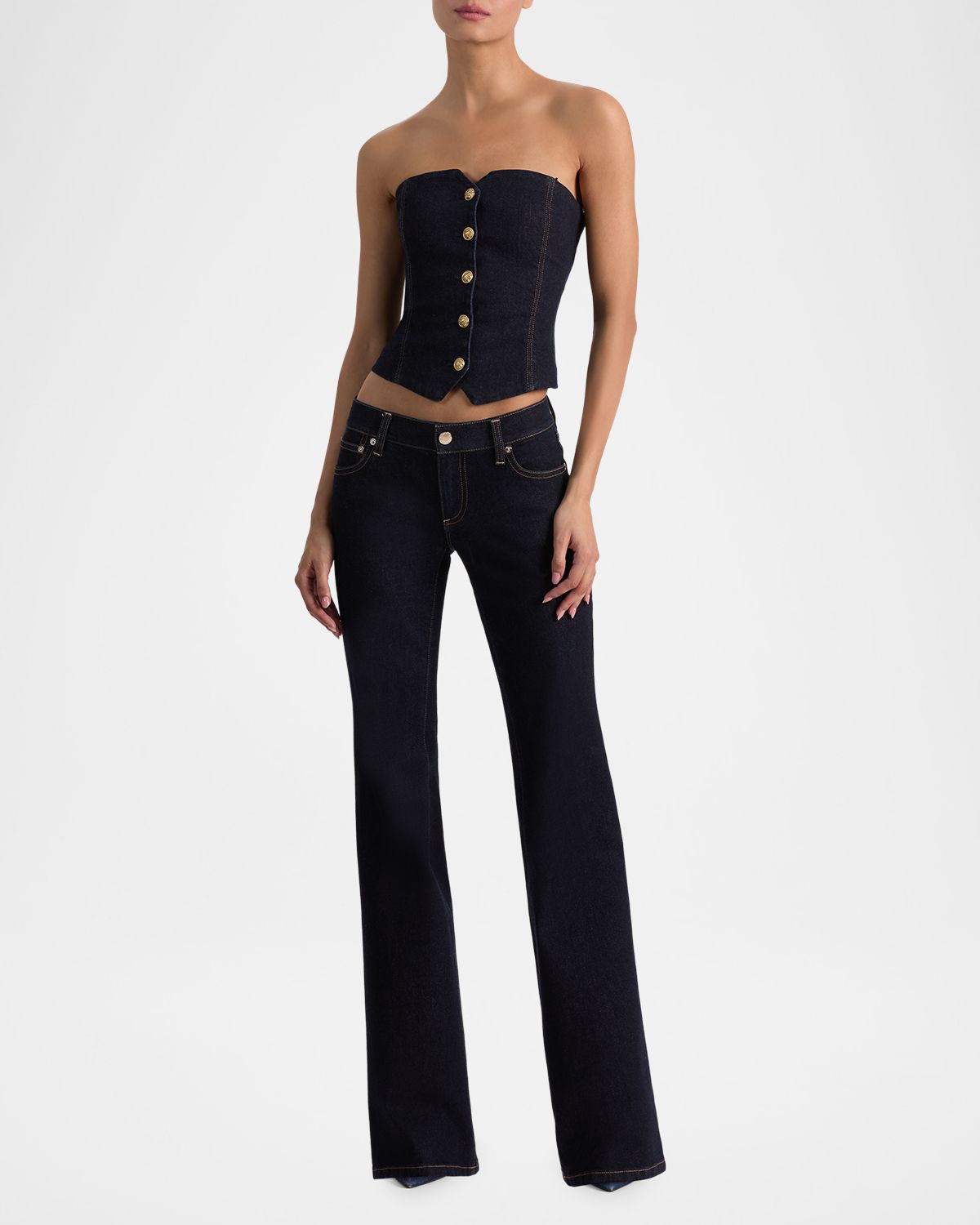 ALICE + OLIVIA Kelcey Denim Strapless Top