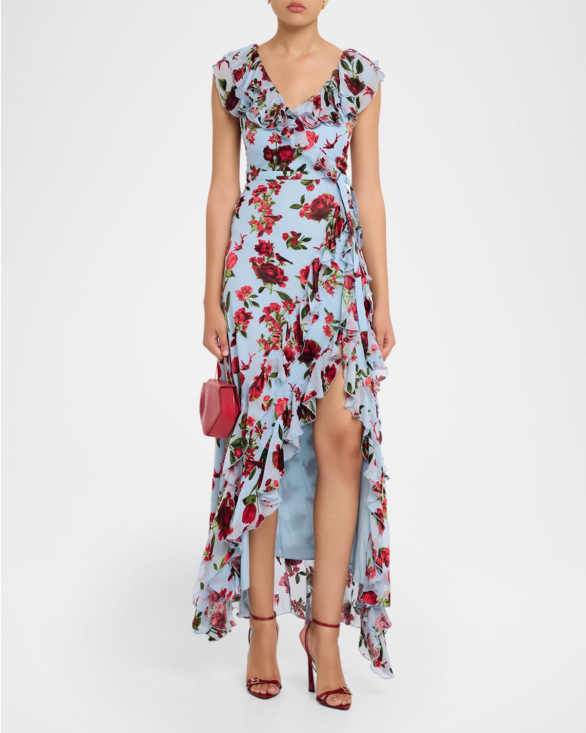 ALICE + OLIVIA Kristen Ruffle Wrap Maxi Dress